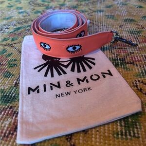 Min & Mon Detachable Leather Shoulder Strap - All Over Eyes Embroidery